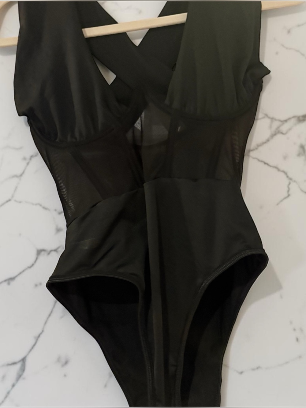 Black Mesh-Panel Bodysuit - perfect for concerts or music festivals.